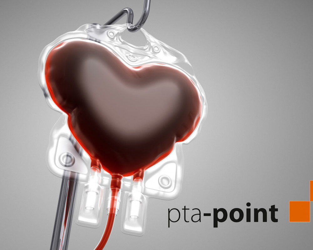 Blutbeutel in Herzform und pta point