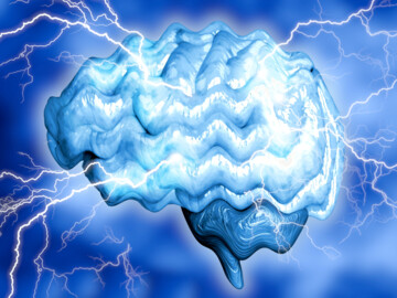 Gehirn mit Blitzen